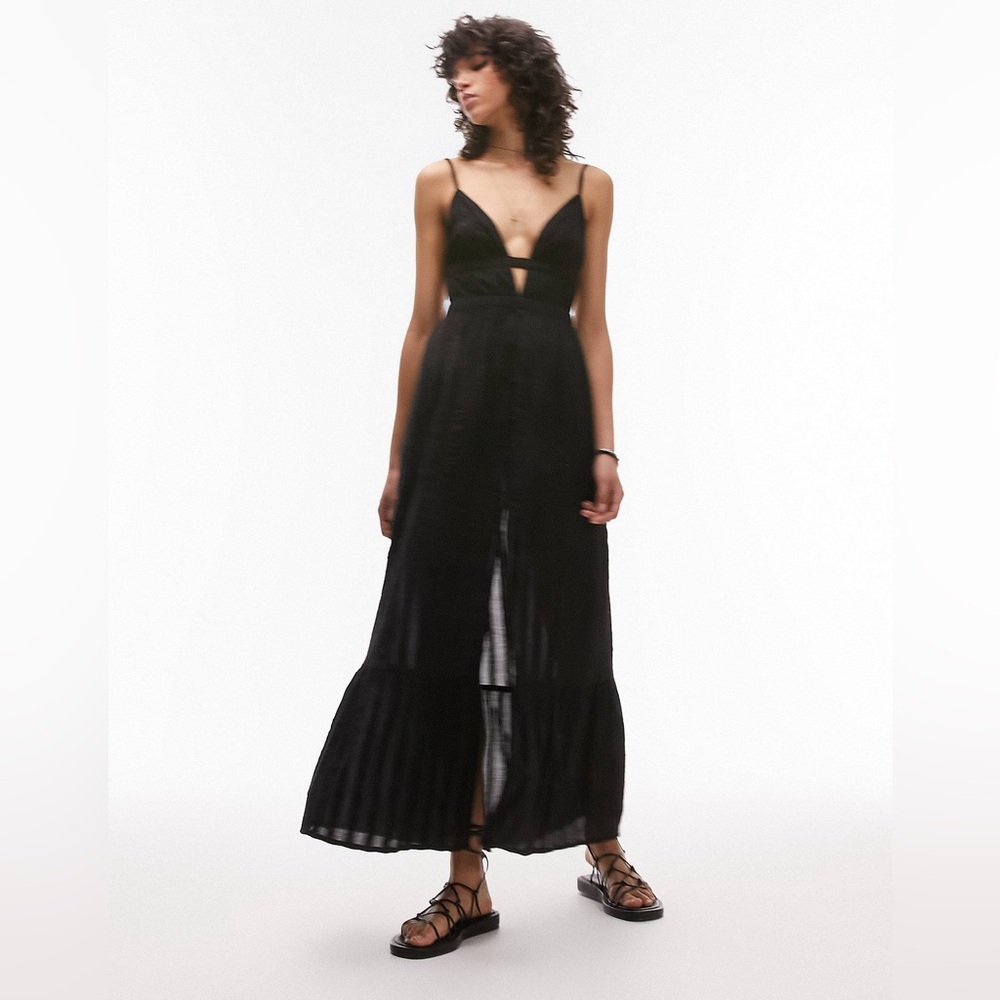 Swim Bathingsuit Coverup Maxi Beach Dress Coverup Black  Cotton